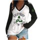 thumbnail image 1 of Camiseta de manga larga con estampado del Día de San Patricio para mujer - Top informal con cuello en V - Poliéster-spandex - Divertido diseño Pub Gettin', 1 of 4