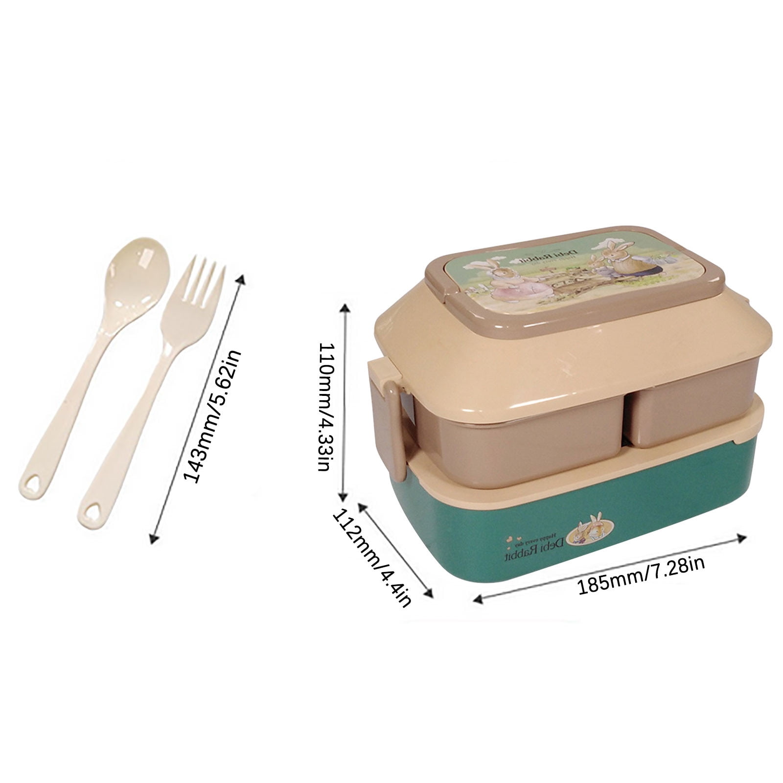 Double Plastic Children's Lunch Box Large Capacity Student Lunch Box Microwave Oven Adult Lunch