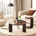 thumbnail image 4 of CQSXDA 32.68 Inch Diameter Round Black Oak Nesting Coffee Table Set Of 2 With Wear Resisting PU Paint Ideal For Living Rooms，Walnut, 4 of 9