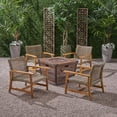 thumbnail image 2 of Levant Outdoor 4-Seater Wood and Wicker Club Chair Set with Fire Pit, 2 of 7