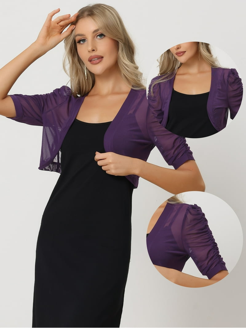 DARING DIVA Women's Mesh Sheer Shrug Cropped Cardigan Bolero M