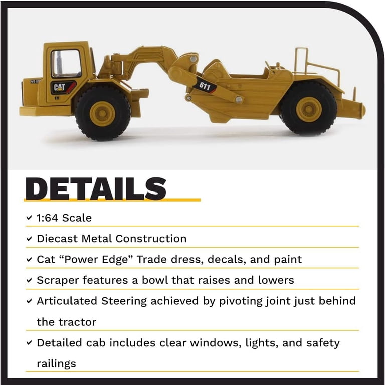Diecast Masters 1:64 Caterpillar 611 Wheel-Tractor Scraper, Play