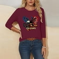 thumbnail image 6 of Women USA 250th Anniversary Celebration T Shirt, Patriotic Printed Round Neck Casual Top, Three Quarter Sleeve Pullover Blouse, Lightweight Polyester Loose Fit, Independence Day, 6 of 7