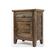 Jofran Artisans Craft Rustic Farmhouse Distressed Solid Wood Accent Table with One Door and Storage Drawer