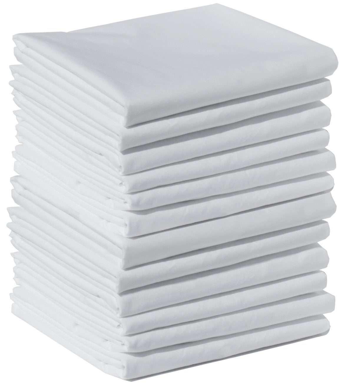 Polycotton Bulk Pack of 12 Queen Size Pillowcases, White 200 Thread