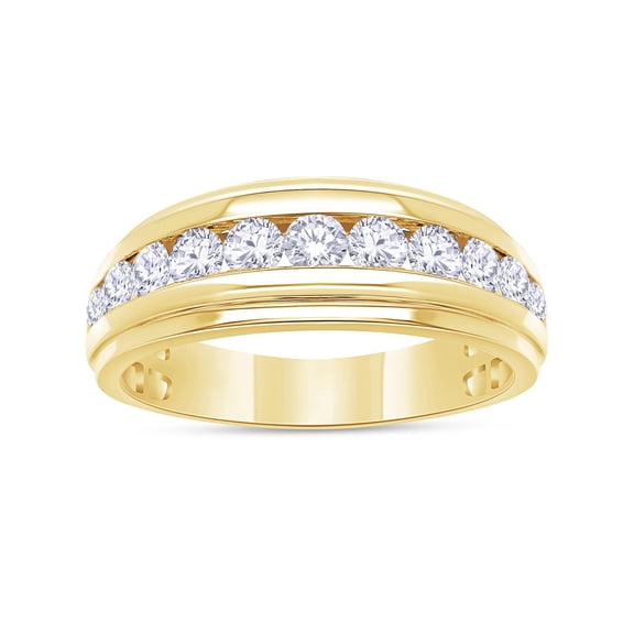 Hitanshu Jewels Men's Anniversary Wedding Band 14K Yellow Gold Plated Cubic Zirconia Half Eternity Ring