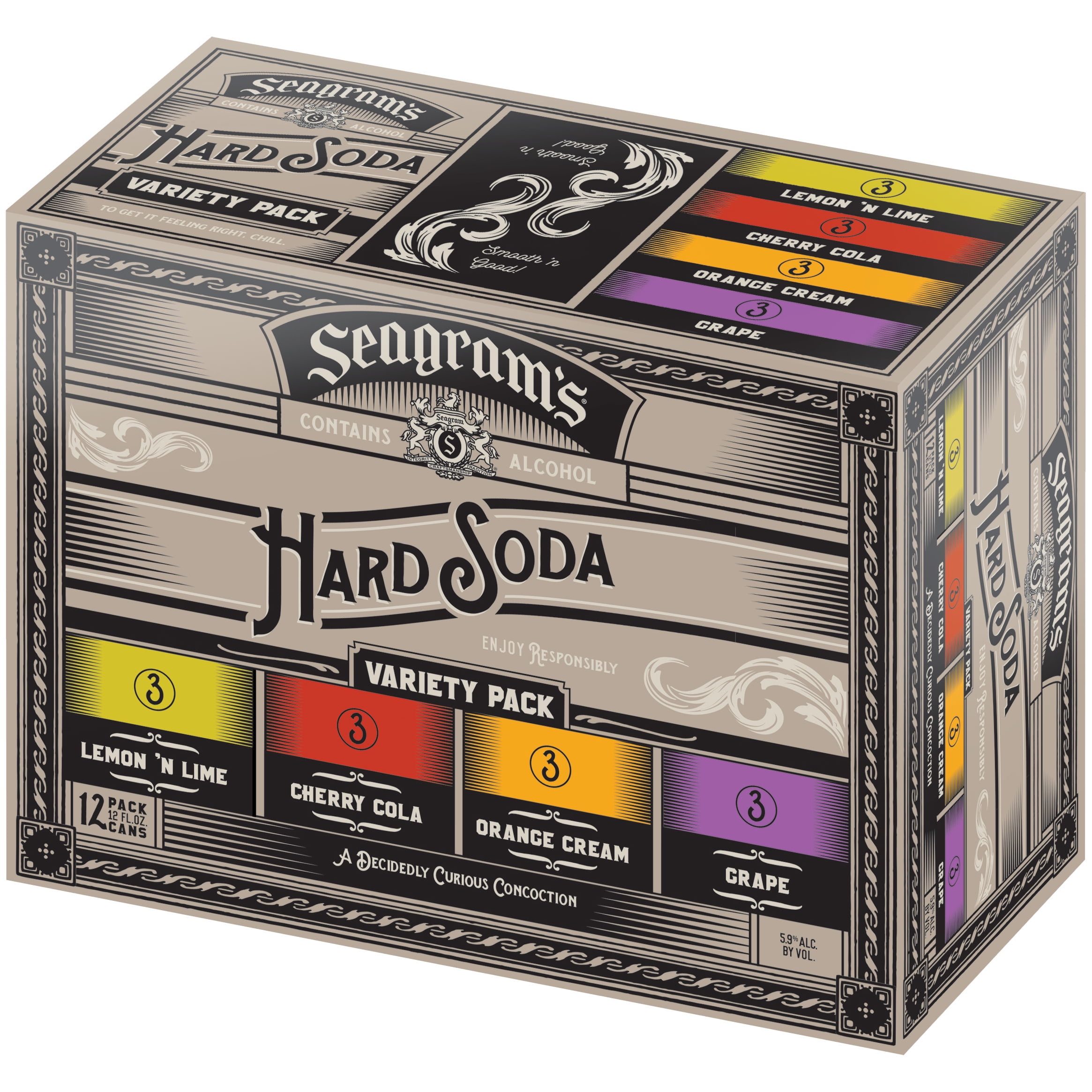 Seagram's Hard Soda Variety pack, 12 pack, 12 fl oz