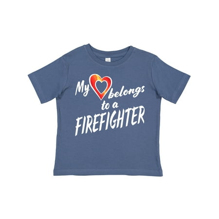 

Inktastic My Heart Belongs to a Firefighter with Red Heart Gift Toddler Boy or Toddler Girl T-Shirt