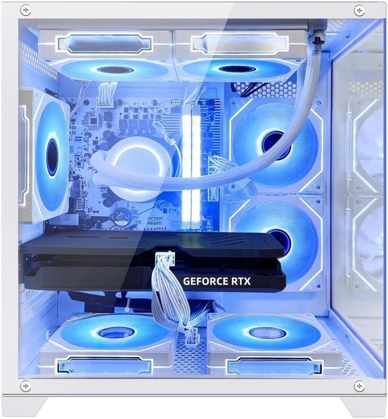 Hoengager Gaming PC Intel i5 12400F 2.5GHz GeForce RTX 3050 6GB 16GB DDR4 3200MHz 1TB M.2 SSD RGB Fans ,HDMI Liquid Cooler Windows 11 Desktop White