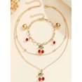 thumbnail image 2 of Conjunto de Joyería para Mujer con Diseño de Cereza: 1 Collar y 1 Pulsera, 2 of 6