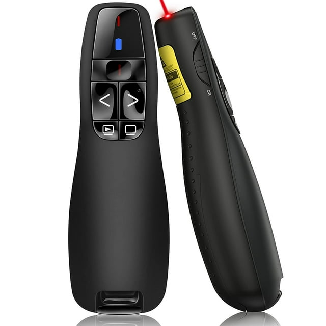Presentador inalámbrico, Conexión de presentador inalámbrico de 2,4 GHz mediante receptor USB, Alcance de 15 m, Presentador rojo, Presentación con control remoto para Windows y