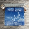 thumbnail image 2 of Ambesonne Ocean Quilted Coverlet 3 Pcs, Music Nautical Melody, Queen Size, Blue, 2 of 2