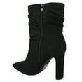 thumbnail image 3 of Delicious Women Mid-Calf Short Slouch Boots High Heels Side Zipper Booties Pointed Toe Public-S Black Suede 8, 3 of 3