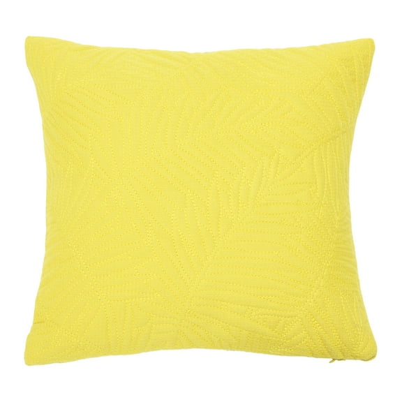 Creative Co-Op Cotton Pillow with Quilted Fern Frond Pattern