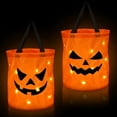 thumbnail image 6 of SUSHANG 2Pc Halloween Led Glowing Pumpkin Bag Led Light Halloween Candy Bags Light Up Halloween Pumpkin Candy Bucket Trick or Bags Light Up Candy Bags Multi Purpose Reusable Bucket, 6 of 8
