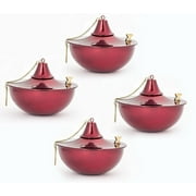 Legends Direct Set of 4, Premium Maui Metal Tabletop Torches for Outdoor, Tiki Style /w Snuffer, Fiberglass Wick & Large 32oz Oil Lamp - Bug Torches for Patio, Garden (Cranberry)