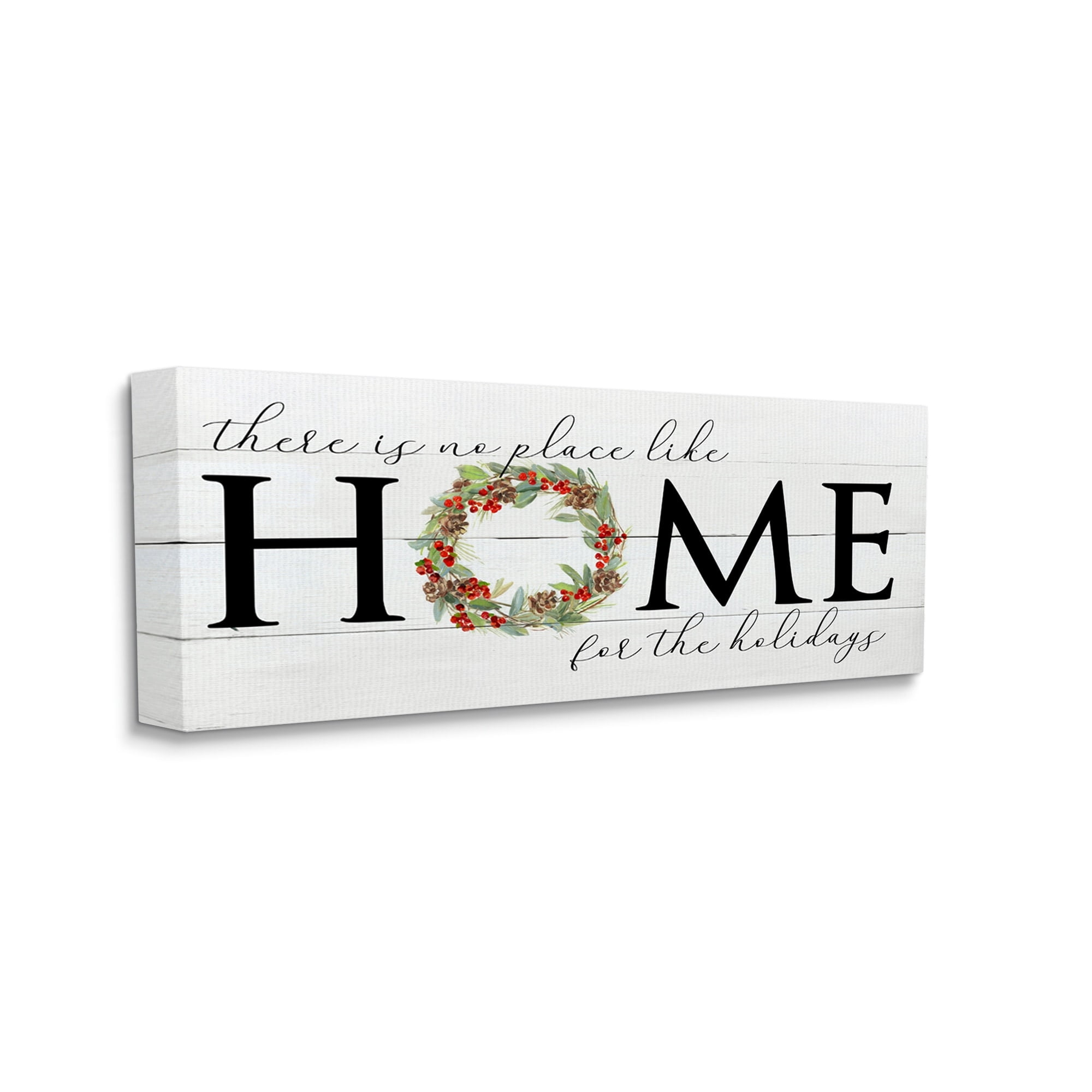 Stupell Industries No Place Like Home for Holiday Holly Wreath, 30 x 13, Design by Sally Swatland
