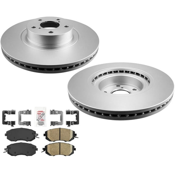 AmeriBRAKES Coated Front Disc Brake Rotors & Pads For 13-14 Subaru Legacy 2.5i
