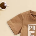 thumbnail image 4 of TOWED22 Baby Boy Summer Clothes Toddler Boys Short Sleeve Little Dude Embroidery Letter Shirt Top Solid Color Short Outfit(Brown,3-6 Months), 4 of 6