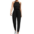 thumbnail image 1 of Cathalem Wide Leg Jumpsuits for Women Leggings Seamless Ribbed Rompers,Black XL, 1 of 5