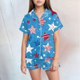 thumbnail image 2 of Sgkm Girls Summer Outfits Cute Patriotic Print Girls Short Sleeve Shorts Set Home Wear Soft Independence Day Outfits for Toddler Kids, 2 of 5