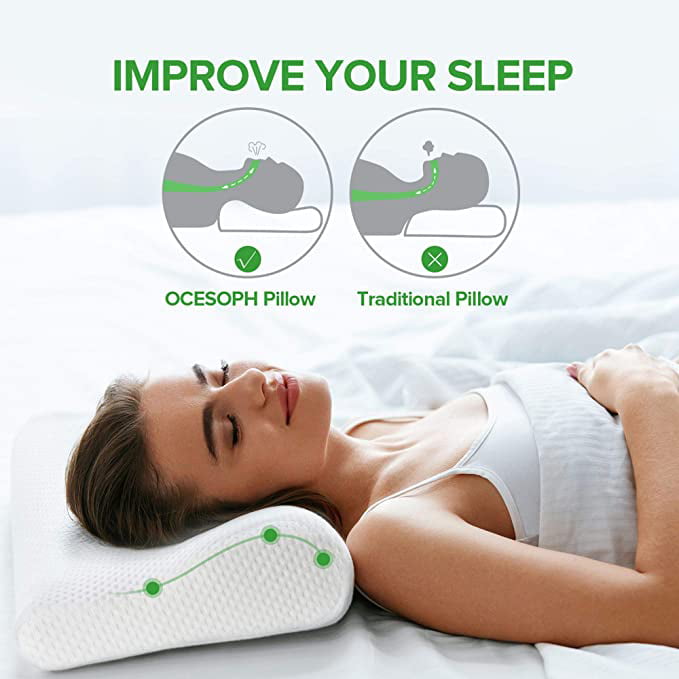Bamboo Memory Foam Pillow Contour Bed Pillow For Cervical Neck Back Pain Support 