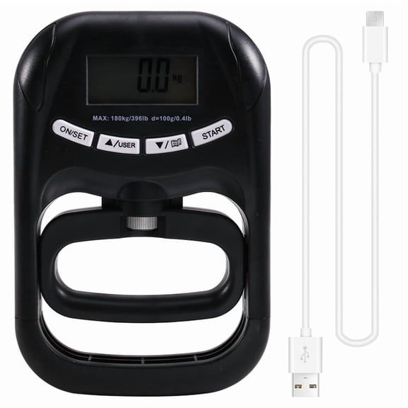 396Lbs/180Kg EH121 Digital Hand Dynamometer Hand Grip Strength Trainer Grip Strengthener for Home School Black