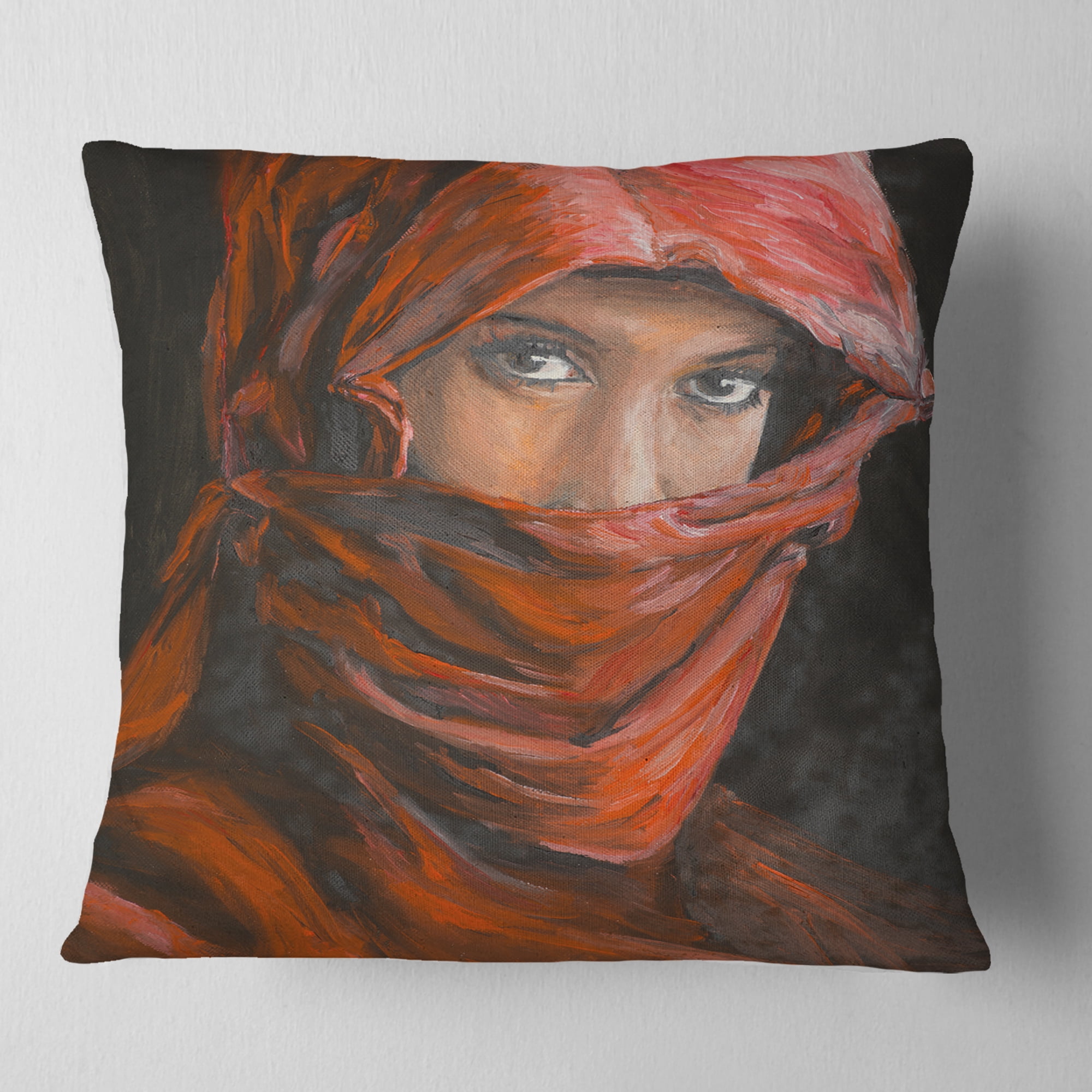 Designart Arabian Woman in Hijab - Portrait Throw Pillow - 18x18