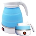 thumbnail image 1 of Hervidor plegable, hervidor de camping Hervidor de agua Hervidor de silicona plegable Hervidor de viaje con fondo de acero inoxidable 0,6 litros Ideal para camping o viajes en moto (azul claro) Xemadio LKX-0891, 1 of 7