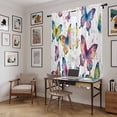 thumbnail image 5 of Colorful Butterfly Kitchen Curtain for Berdoom Living Room Cafe 72 Inch Length, Elegant Pastoral Butterflies Watercolor Tiers Curtains Light Filtering Drapes Window Treatment 2 Panels 52"Wx72"L, 5 of 8