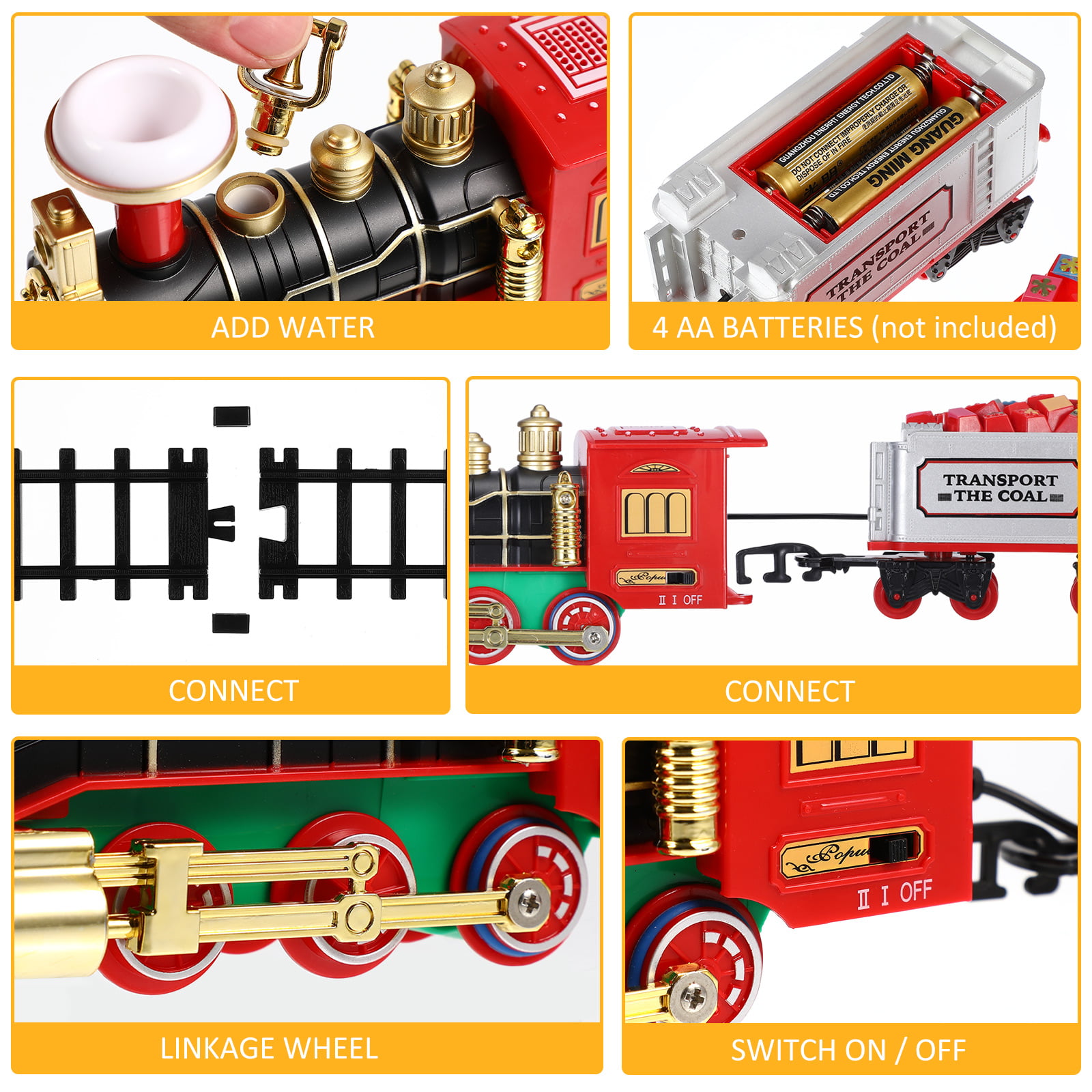 Toyvian Electric Train Set for Kids Battery Powered Model Train Sounds & Lights 