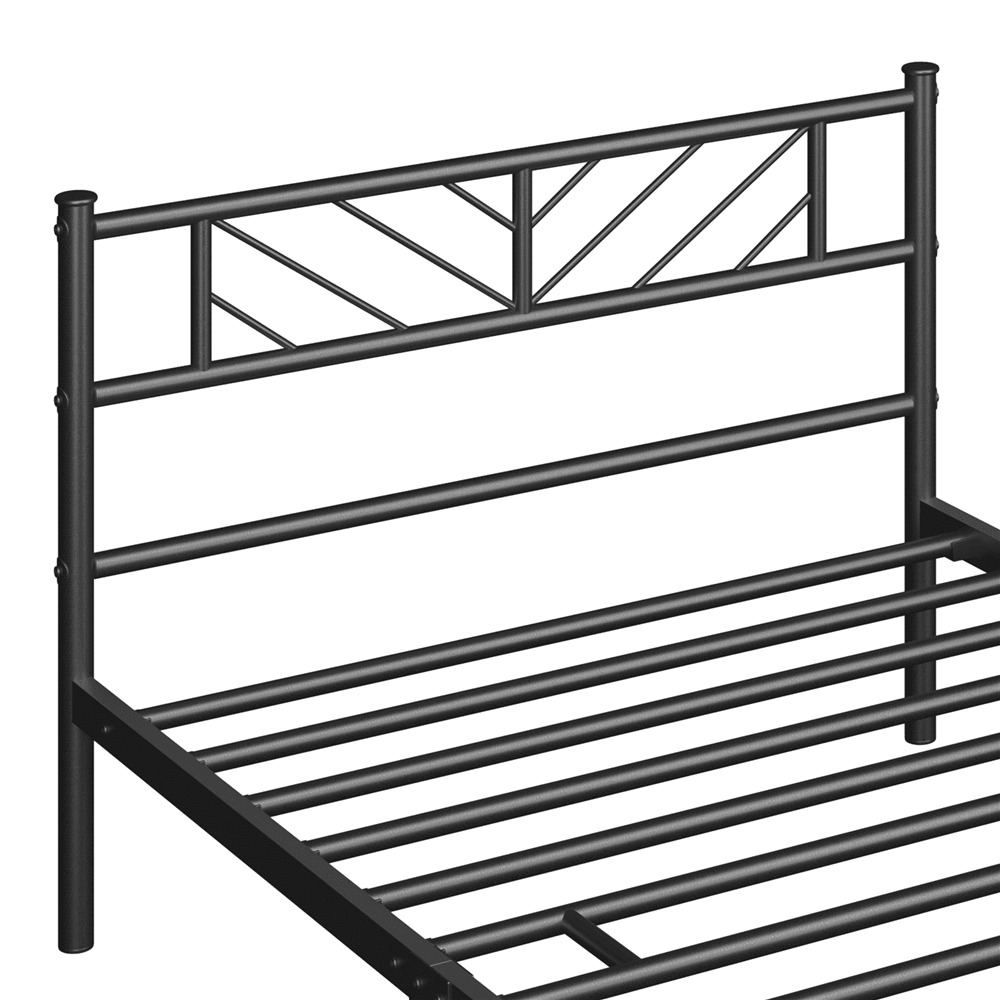 Renwick Justice Twin Size Metal Platform Bed with Arrow Design, Adult, Black