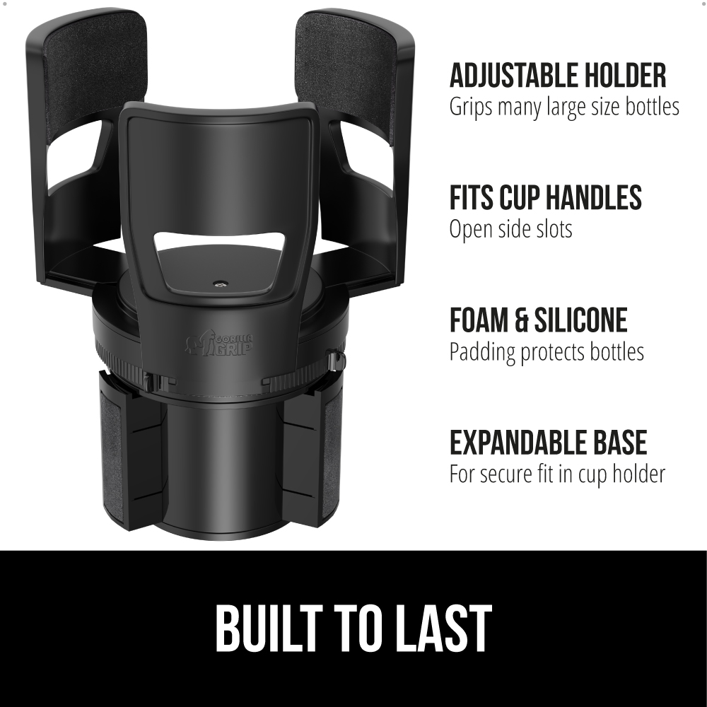 Gorilla Grip Cup Holder Expander, 18-48 oz, Black photo 2