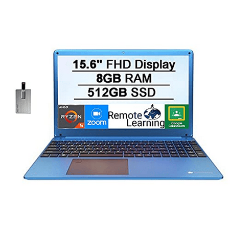 2021 Gateway 15.6" FHD Ultra Slim Notebook Laptop Computer, AMD Ryzen 5-3450U(Beats Intel i5-1035G1), 8GB RAM, 512GB SSD, Radeon Vega 8 Graphics, THX Audio, 1MP Webcam, Win 10, Blue, 32GB USB Card