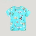 thumbnail image 2 of TOOYOU Boys Summer T-Shirt Toddler Short Sleeve Cartoon Prints T Shirt Tops Size 4-5 Years Sky Blue, 2 of 6