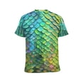 thumbnail image 2 of LAOLIUSN Men’s All Over Print Scale Pattern T-Shirt, Mermaid Dragon Scales Graphic Tee, Short Sleeve Crewneck,Sizes S-4XL, 2 of 7