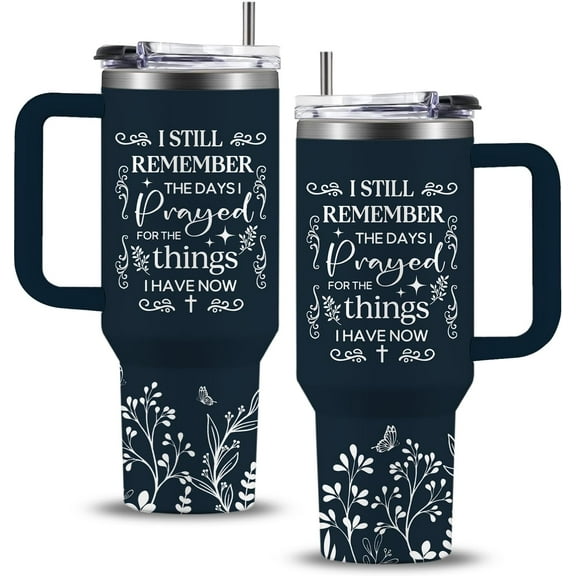 Pink Christian Inspirational Tumbler, Pray Over It Bible Verse Gifts, Christian Gifts for Women, Daily Prayer Pink Tumbler With Handle Jesus Cup 40oz