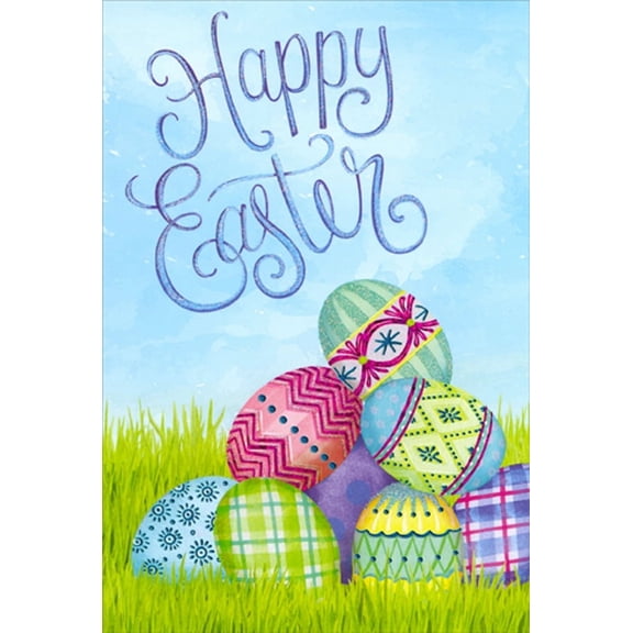 Pictura Pile of Colorful Foil Patterned Eggs Easter Card