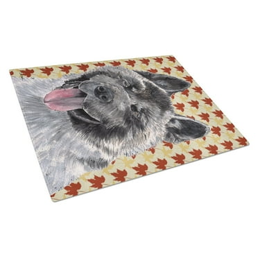 Carolines Treasures SC9485LCB Akita Fall Leaves Glass Cutting Board Large, 12H x 16W, multicolor