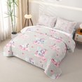thumbnail image 3 of Manfei Kawaii Animal Unicorn Quilt King,Cute Swan Flower King Coverlet Set,Pink Gray Multicolor,3 Pieces, 3 of 7