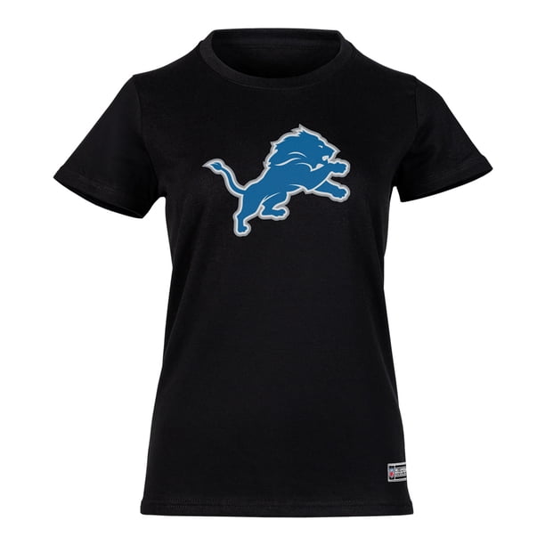 NFL Playera Aficionado Básica Detroit Lions Negro para Mujer, Talla Grande