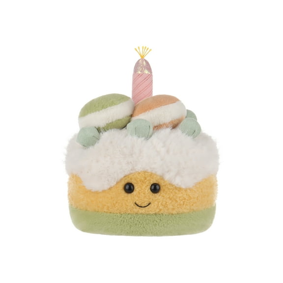 Apricot Lamb Macaroon Birthday Cake Plush Toy for Kids 7.1 Inches