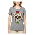 thumbnail image 2 of Wild Bobby Day Of The Dead Sugar Skull Pop Culture Women Graphic Tee, Heather Grey, Large, 2 of 5