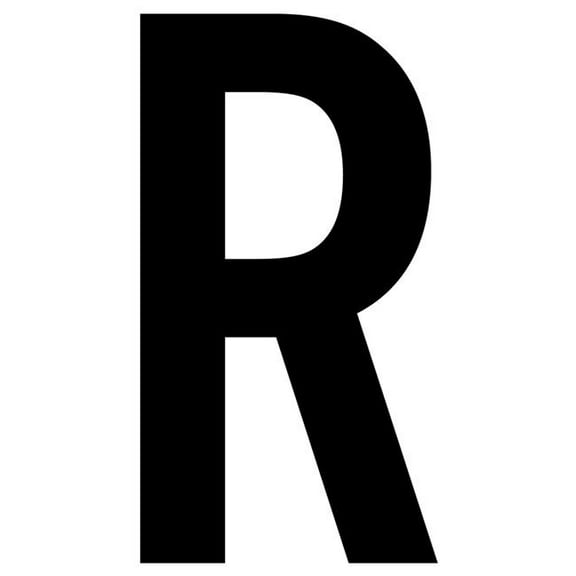 J.J. Keller 61628 Letter R White Vinyl Adhesive Label - 12 in.