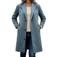 thumbnail image 6 of QQAMB Wool Blend Pea Coats for Women Notched Lapel Collar Single-Breasted Trench Coat Casual Mid Long Overcoat with Pockets Navy XL, 6 of 7
