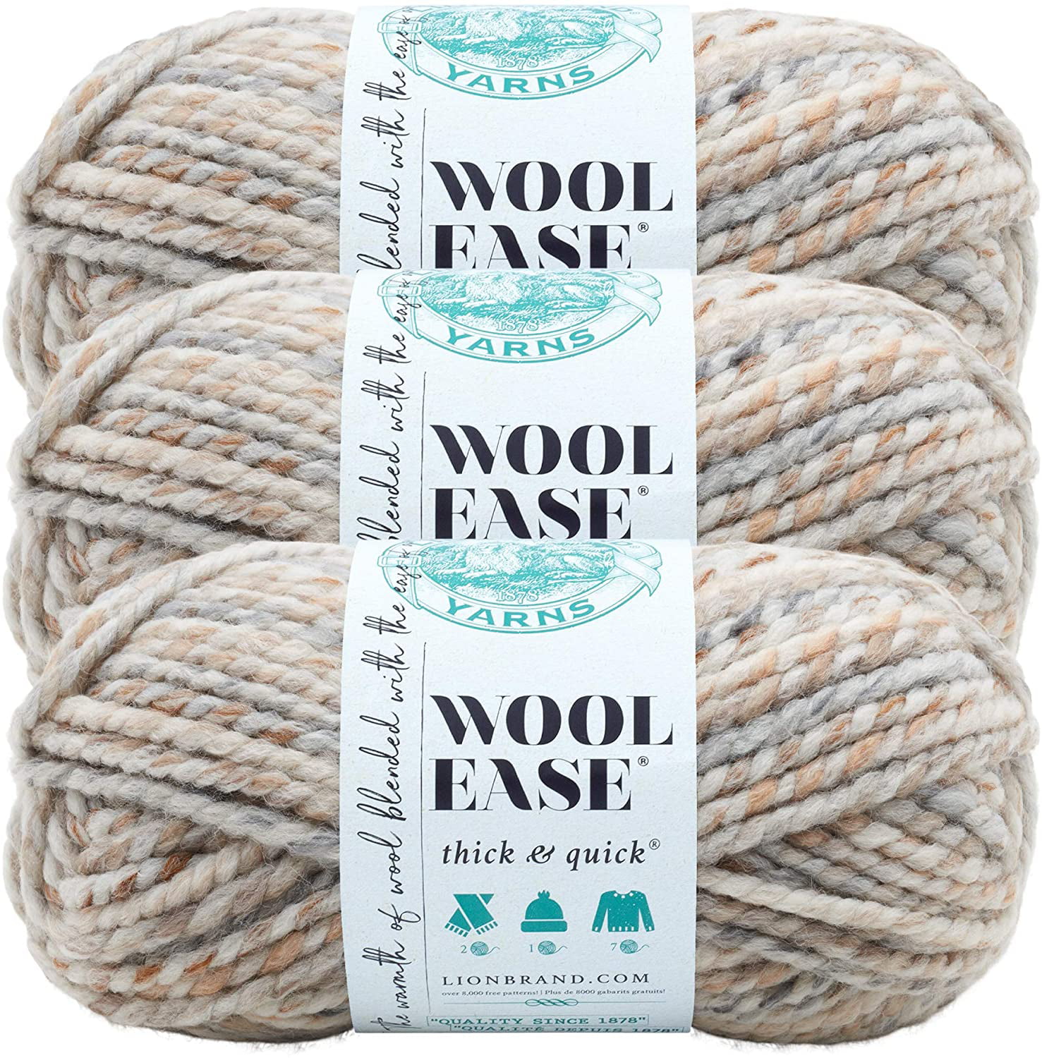 3 Pack) Lion Brand Yarn 640-536 Wool-Ease Thick and Quick Yarn 