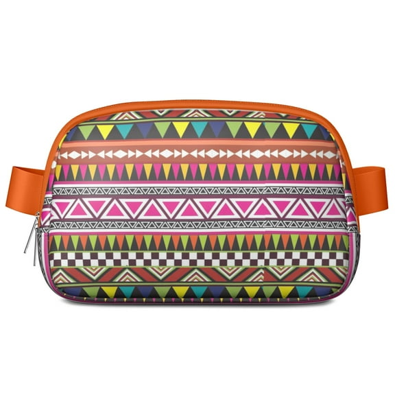 Colorful Abstract Crossbody Waist Bag – Boho Chic Fanny Pack for Women with Multiple Mesh Compartments