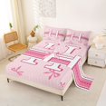 thumbnail image 2 of Manfei Teens Kawaii Ribbon Bowknot Personalized Initial H Full Size Sheets 4-Piece,Girls Romantic Stripes Polka Dots Bed Sheets,Luxury Bedroom Decor, 2 of 5