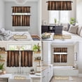 thumbnail image 6 of Retro Farmhouse Kitchen Curtains Sets for Windows 36 Inch Length, Brown Wooden Grain Cabin Country Plank Rod Pocket Window Treatments Tier Curtains and Valances Set for Bedroom/Bathroom, 6 of 8