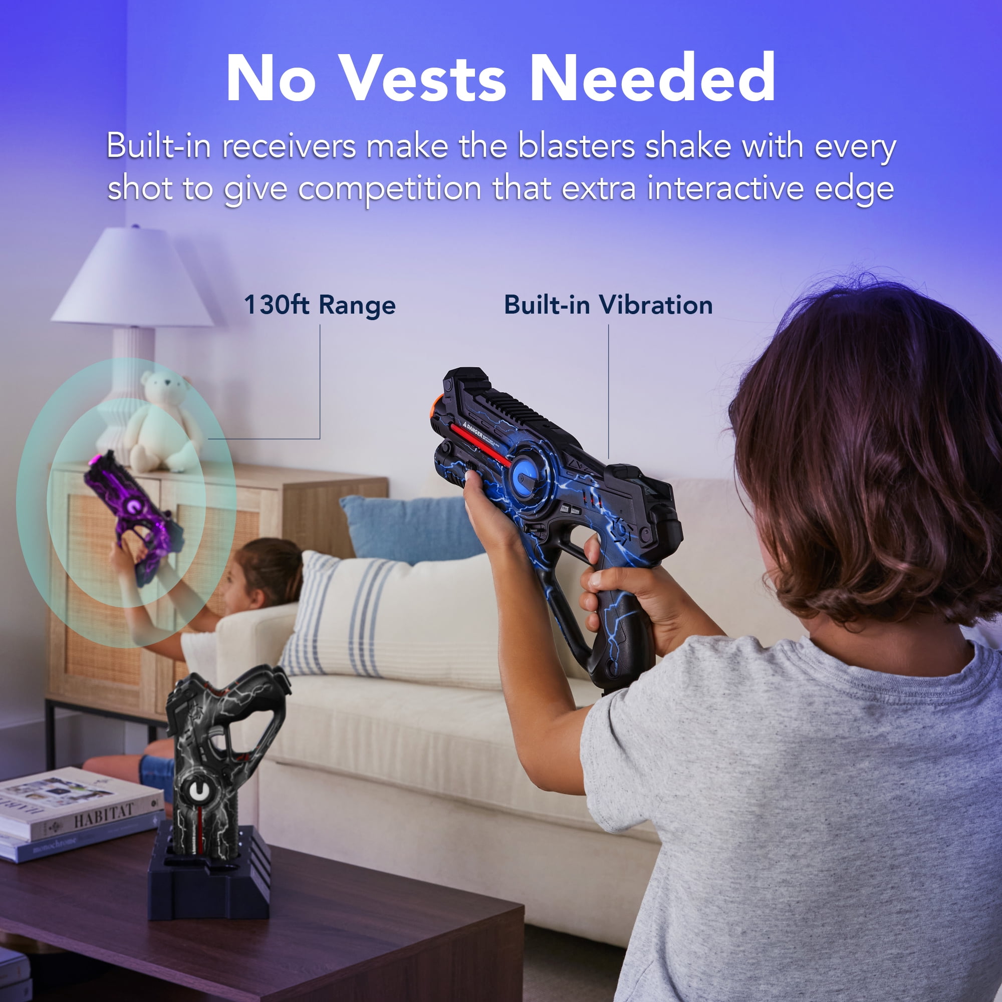 Best Choice Products Rechargeable Laser Tag Set 4 Pack, No Vest Needed, Kids Adults Game - Gray/Purple/Red/Blue